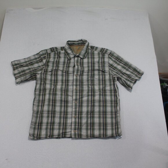 Carhart Force Men Button Down Brown Plaid Short Sleeve Size Large - Picture 1 of 8